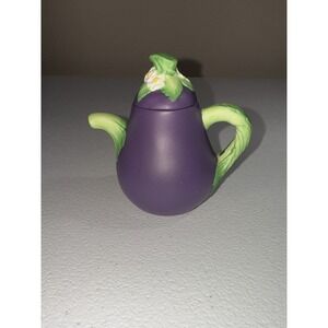 Vintage Avon Seasons Harvest Flower and Vegetable Mini Teapot Eggplant 1996